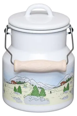 Produktbild von Riess Landlust Milchkanne mit Emaille Deckel und Holzgriff 2 l