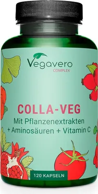 Immagine prodotto di Vegavero Colla-Veg Complex | 120 capsule | Alternativa al collagene 100% vegana a base di aminoacidi ed estratti vegetali | vegan