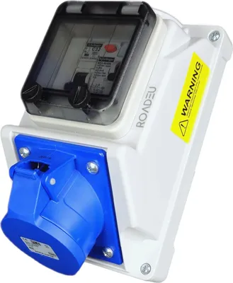 Produktbild von RoadEu - CEE 32A Steckdose und FI Schutzschalter - 230V 3P Einphasige Steckdose mit Schalter, Wandsteckdose mit Leistungsschalter