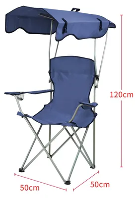 Produktbild von Faltbarer Campingstuhl - Angelstuhl mit Armlehnen - Getränkehalter - Tragbar - Mit Aufbewahrungstasche - Dunkelblau