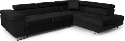 Produktbild von Ecksofa L-Form 275 x 202 cm Schwarz rechts mit Schlaffunktion und Bettkasten – Sofiland Aller L
