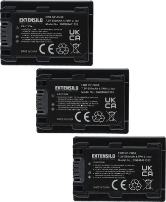 Produktbild von EXTENSILO 3x Akku kompatibel mit Sony HDR-XR520VE, HXR-MC1P Kamera (650 mAh, 7,2 V, Li-Ion)