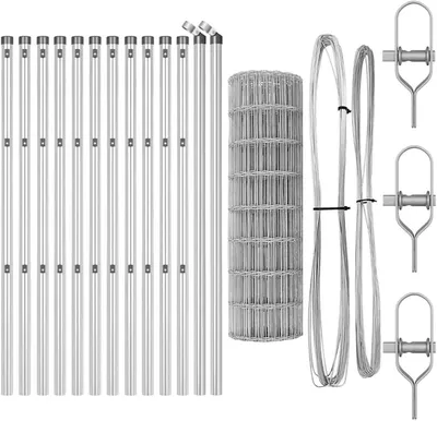 Produktbild von Euro-Zaun, Set aus verzinkten Stahlzaunpaneelen mit Pfosten und Zubehör für Garten, Terrasse und Einfriedung, 25 x 0,6 m