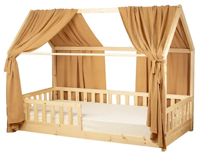 Produktbild von Doppel Bettbaldachin für Hausbett aus - 130x420 cm - Kamel | by SEVIRA KIDS