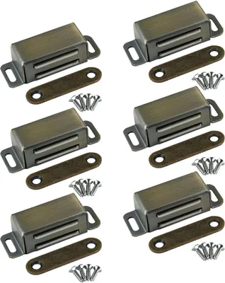 Obrázok produktu pre Magnetické zatvárače dverí pre skrine – silné magnetické zámky s nosnosťou 8 kg – nerezová oceľ – magnetické zatvárače dverí pre nábytok a balkónové dvere – bronz (6 ks)