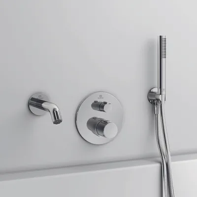 Produktbild von Ideal Standard Wandanschlussbogen mit Brausehalter rund Idealrain Atelier BC807AA Chrom