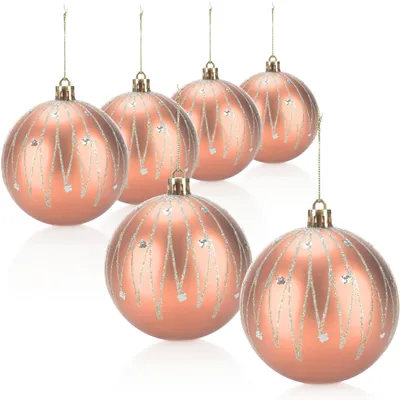 Produktbild von com-four® 6x Weihnachtskugeln, Christbaumkugeln bruchsicher aus Kunststoff für Weihnachten, Baumschmuck für den Christbaum mit Anhänger