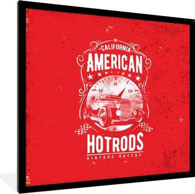 Produktbild von MuchoWow® MuchoWow® Gerahmtes Poster Oldtimer - Auto - Amerika 40x40 cm - Poster mit zchwarzem Bilderrahmen - Mit Rahmen - Wanddekoration Schlafzimmer