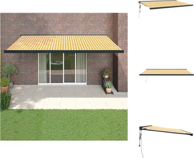 Produktbild von vidaXL Markise Einziehbar Gelb und Weiß 5x3 m Stoff und Aluminium - Markisen