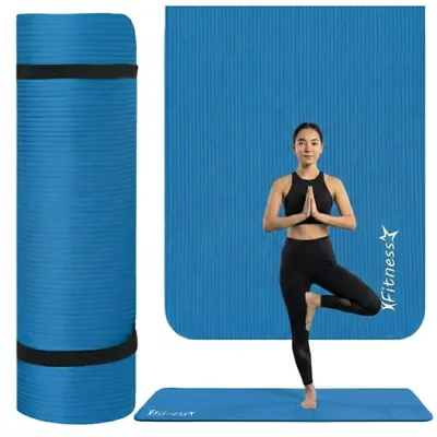 Zdjęcie produktu dla Mata do ćwiczeń fitness joga gimnastyczna 190x61x0,8 niebieska wodoodporna