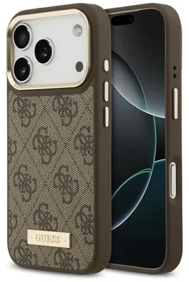 Produktbild von Etui Guess 4G Logo Plate Magsafe Do Iphone 17 Pro Brązowy