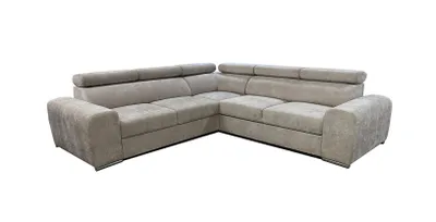 Produktbild von Wohnero24 Ecksofa U-Form PAVONE 3 260 x 260 cm – Chenille Sofa Beige/Hellgrau mit Schlaffunktion 190 x 125 cm, Bettkasten & verstellbaren Kopfstützen