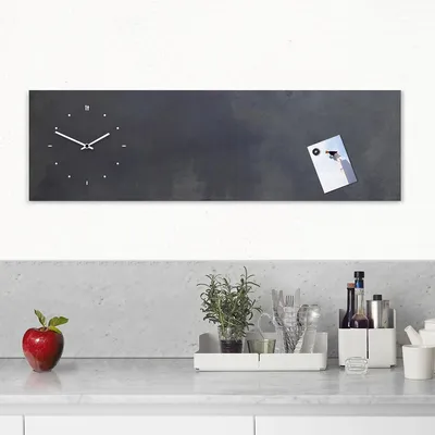 Immagine prodotto di Orologio da parete orizzontale con lavagna magnetica in stile industriale