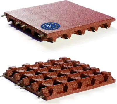 Produktbild von Fallschutzmatte 50x50 cm Gummimatte für Spieltürme Schaukel Rutsche Outdoor : Rot 75 mm Farbe: Rot Stärke: 75 mm
