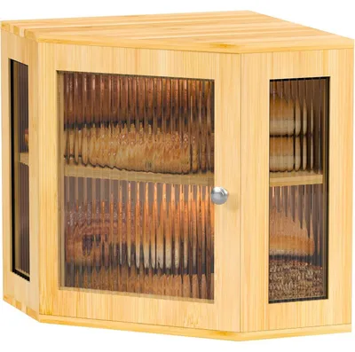 Productafbeelding van Broodtrommel, hoekmodel, bamboe, 2 lagen, geschikt voor voedsel, hout