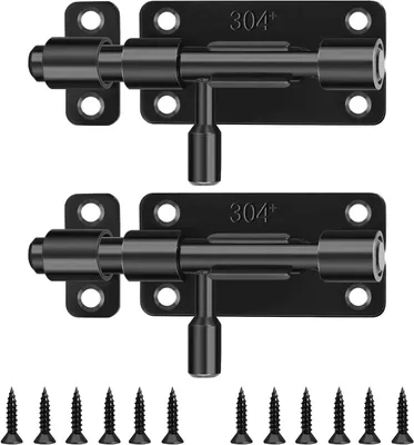 Imagen del producto de Cerraduras de acero inoxidable, 2 unidades, color , con tornillos, para puertas de jardín y puertas interiores