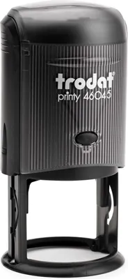Produktbild von Trodat runder PRINTY 46045, rund max. 45 mm, Gehäuse schwarz, individuelle Stempelplatte mit Ihrem Wunschtext, Stempelkissen schwarz