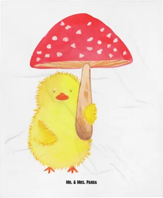 Produktbild von Mr. & Mrs. Panda Babydecke Küken Fliegenpilz - Weiß - Geschenk, Ostern, Frohe, Kinderwagendecke, Schlummerdecke, Plaid, Glückspilz, Ostergrüße, Erstlingsdecke
