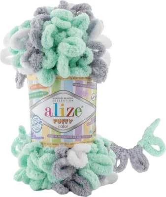 Produktbild von 100g Strickgarn ALIZE Puffy Color Fingerstrickgarn Schlaufenwolle Stricken ohne Nadel