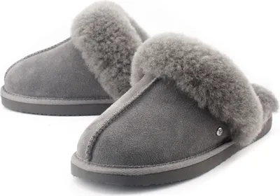 Produktbild von Damen & Herren Rutschfester Sohle Winterhausschuhe  Geschenkidee Wärmende mit Schaffellkragen Umweltfreundliche Hausschuhe, Antrazit 40#