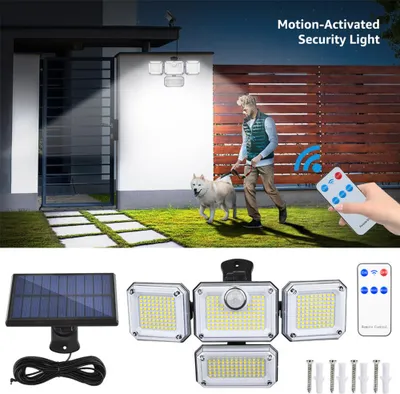 Produktbild von 333LEDs Solarlampe For Außen Mit Bewegungsmelder Dämmerungssensor, Wasserdicht Drehbar Solarleuchte Außenleuchte For Garten Terrasse Eingang, 6500K