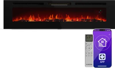 Produktbild von Klarstein Galeras Smart Elektrokamin - 1800 W Heizleistung, Realistische LED-Flammen, App & Fernbedienung, Einstellbare Farben & Helligkeit, Überhitzungsschutz, Wandkamin Elektrisch