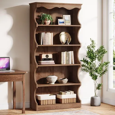 Image de Tribesigns Bibliothèque à 6 niveaux, hauteur 180 cm, étagère sur pied avec étagères de rangement, étagère d'exposition, étagère de bureau ouverte, salon, chambre à coucher