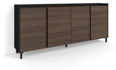 Produktbild von Sideboard Holzeffekt dunkler eiche und schwarz 207x35x91cm mit Beinen