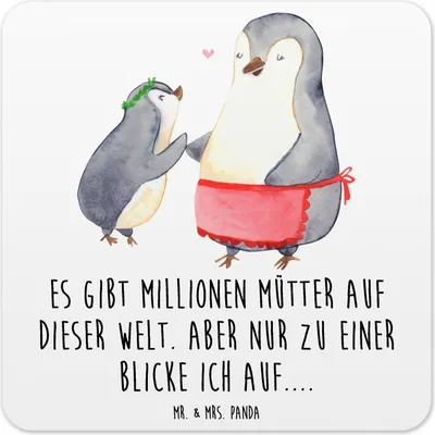 Produktbild von Mr. & Mrs. Panda Untersetzer für Gläser Pinguin mit Kind 10er Set - Weiß - Geschenk, Coaster, Familie, Getränkeuntersetzer, Tischuntersetzer, Mutti, Mama, Vorbild