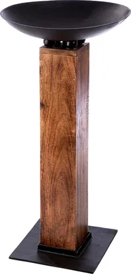 Produktbild von Gilde Schalenständer, "Timber", Aluminium, Mangoholz, anthrazitfarben, naturfarben, VE 1, L. 49 cm, B. 49 cm, H. 90 cm  69359