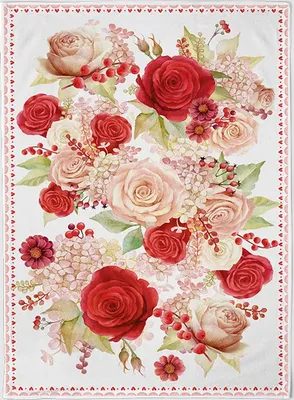 Produktbild von Geschirrtuch Rosen, Geschirrtücher, Mitbringsel Geschenkidee Tuch, Blumen Rosenrot