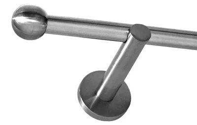 Produktbild von Gardinenstange Set Edelstahl Look Metall Ø 16mm zur Wandbefestigung 1-lauf Modern Kugel , Länge wählbar H12E22