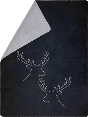 Produktbild von David Fussenegger Kurzflor- Wohndecke Savona 'Hirschköpfe linear' 150 x 200 cm Anthrazit