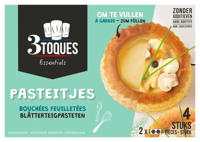 Produktbild von 3Toques Pasteitjes 100g – Knusprige Blätterteig-Snacks, ideal als Vorspeise