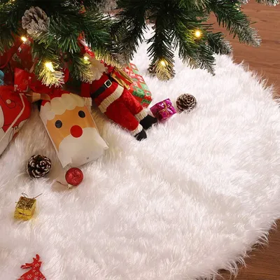 Weihnachtsbaumrock aus Kunstfell, 90 cm, weiß, rund