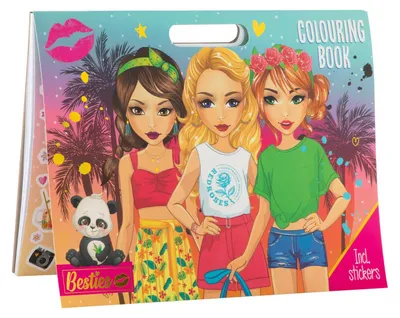 Zdjęcie produktu dla Kolorowanka Besties z naklejkami, 25 stron do kolorowania 35x26cm, 1arch naklejek