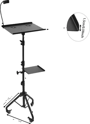 Obrázek produktu pro Přenosný stojan na počítač, výškově nastavitelný, mobilní design, černý