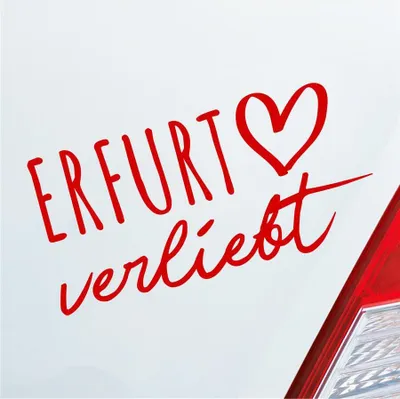 Produktbild von Auto Aufkleber Erfurt verliebt Herz Stadt Heimat Liebe Car 19x10 cm Rot Sticker Heckscheibenaufkleber