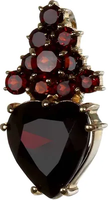 Produktbild von Granat Kettenanhänger Goldschmiedearbeit 14 Karat 585 Gold Herz Abstrakt 3227