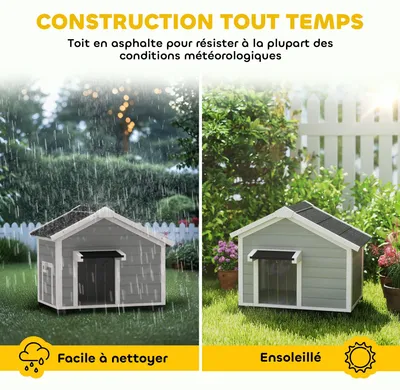 Produktbild von Hundehütte - Hundezimmer - Außenkennel - Kleine Hundehütte - Gartenkissen - Wetterfeste Hundehütte - Erhöhte Füße