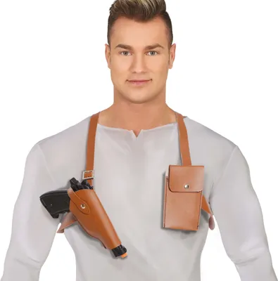Produktbild von Cowboy Schulterholster Karneval Kostüm Zubehör Film Outfit Braun Cowboys, Farbe: Braun