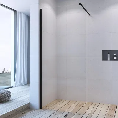 Produktbild von AQUABATOS® Walk in Dusche, Duschwand Glas, Faltbar Duschabtrennung  10 mm ESG-Sicherheitsglas mit Nanobeschichtung 120 x200 cm, Matt-schwarz