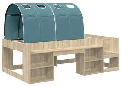 Produktbild von Bettgestell mit Tunnel 3 Stk. Sonoma Eiche und Hellblau
