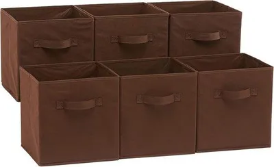 Image de Coffret de rangement en tissu avec poignée - Lot de 6 - 30 x 30 x 30 cm
