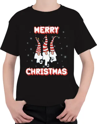 Produktbild von Merry Christmas Schweden Gnome - Weihnachten Weihnachtsgeschenk Christmas Uni Kinder T-Shirt, Schwarz, 140
