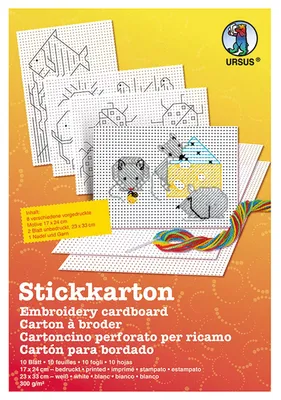 Borduurkarton-Set, 12 Blatt, 23 x 33 cm, 300 g/m²