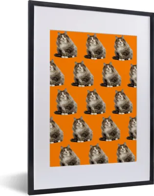 Produktbild von MuchoWow® MuchoWow® Gerahmtes Poster Tiere - Orange - Muster 30x40 cm - Poster mit zchwarzem Bilderrahmen - Wandposter Schlafzimmer