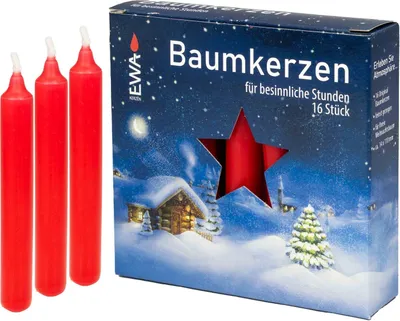 Produktbild von Baumkerzen 16er rot Stück  ca. 14 x 110 mm  deutsche Qualität Baum Kerze