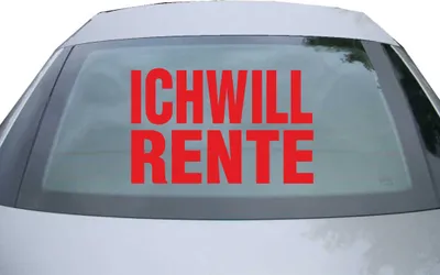 Produktbild von Indigos UG - Aufkleber Heckscheibe & Motorklappe DE2898 - rot - 600x380 mm - Ich will Rente - Fisch - Auto Scheiben Fenster Heckklappe Tuning Racing JDM - Die cut