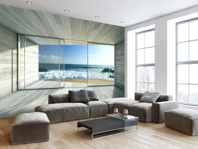 Produktbild von Vlies Fototapete 350x256 cm Tapeten Wandtapete XXL MEER LANDSCHAFT FENSTER c-A-0084-a-c